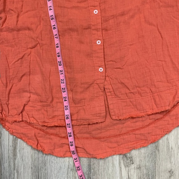 Dylan orange/red button down, frayed hem blouse - Picture 9 of 9